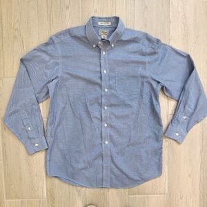 LL Bean men's blue and white wrinkle-resistant long-sleeved button-down - medium